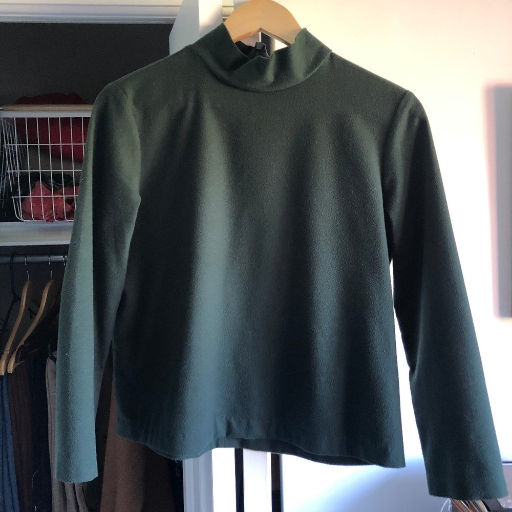 Babaton Aritizia Blair Green Mock Neck Flannel Blouse